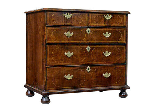 17th Century William And Mary Inlaid Walnut Chest Of Drawers