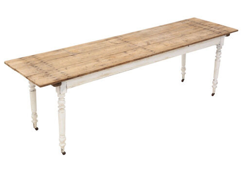 Antique Large Long Pine Refectory Dining Table – Kitchen Farmhouse Table C.1900