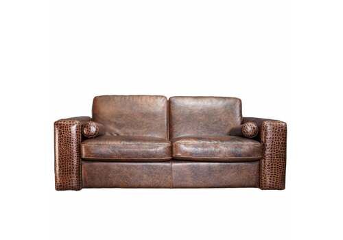 Gamma Arredamenti Brown Crocodile Leather 2 Seater Kelly Sofa