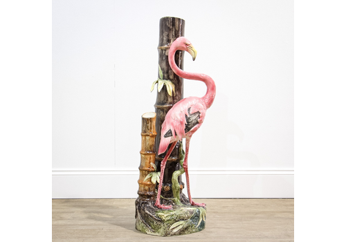 Royal Dux Majolica Flamingo Cane Stand Or Vase