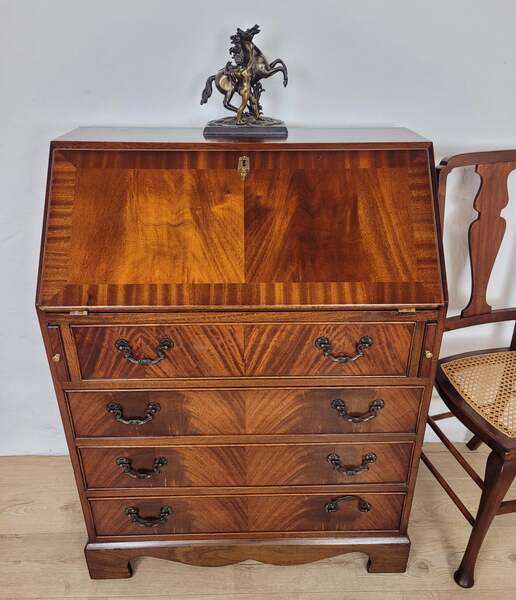 Vintage Writing Bureau Desk Mid 20th Century Mahogany 1960's | Vinterior