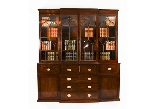 Antique George III Secretaire Breakfront Bookcase Circa1820 19thc