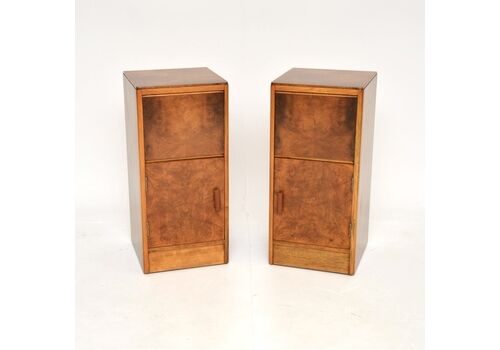 Pair Of Art Deco Burr Walnut Bedside Cabinets