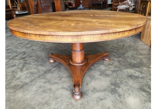 Antique Victorian Large Round Tripod Pedestal Tilt Top Dining Table Seat 6