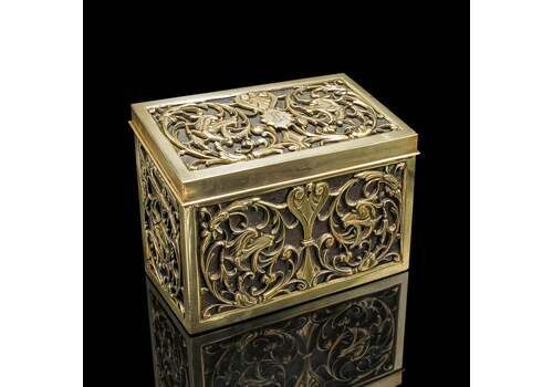 Antique Stationery Box, English, Brass, Tabletop Letter Case, Victorian, C.1880
