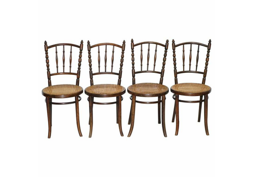 Set Of Four Original Circa 1880 Victorian Thonet Fiscel Dining Chairs Rattan