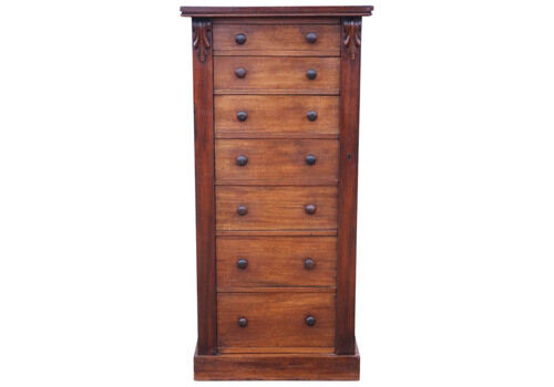 Antique 19th Century Quality Mahogany Wellington Chest Of 7 Drawers