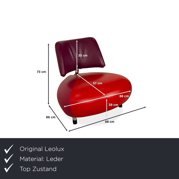 Leolux Pallone Leather Armchair Red Purple Violet Space Age