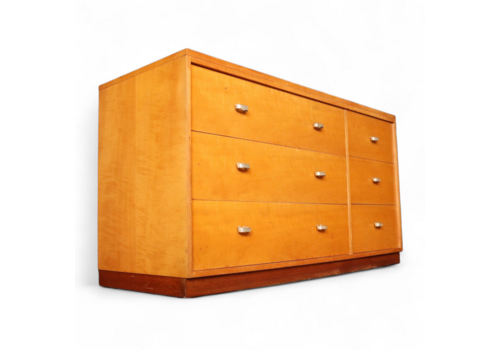Mid Century Loughborough For Heals Birch Chest Of Drawers 6 Drawer Chest