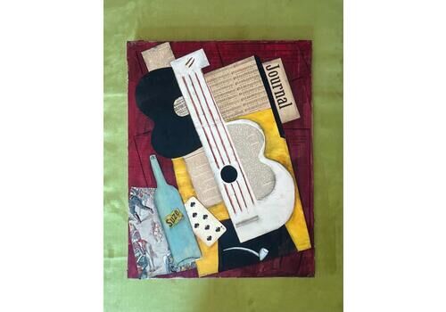 1930s French Cubist Collage Painting • Modernist Avant Garde Art • Picasso Style Panel • Antique Original Artwork France Picasso’s School