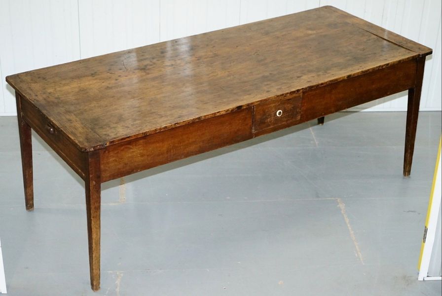 French Napoleonic Era 1780 Large Fruitwood Refectory Dining Table