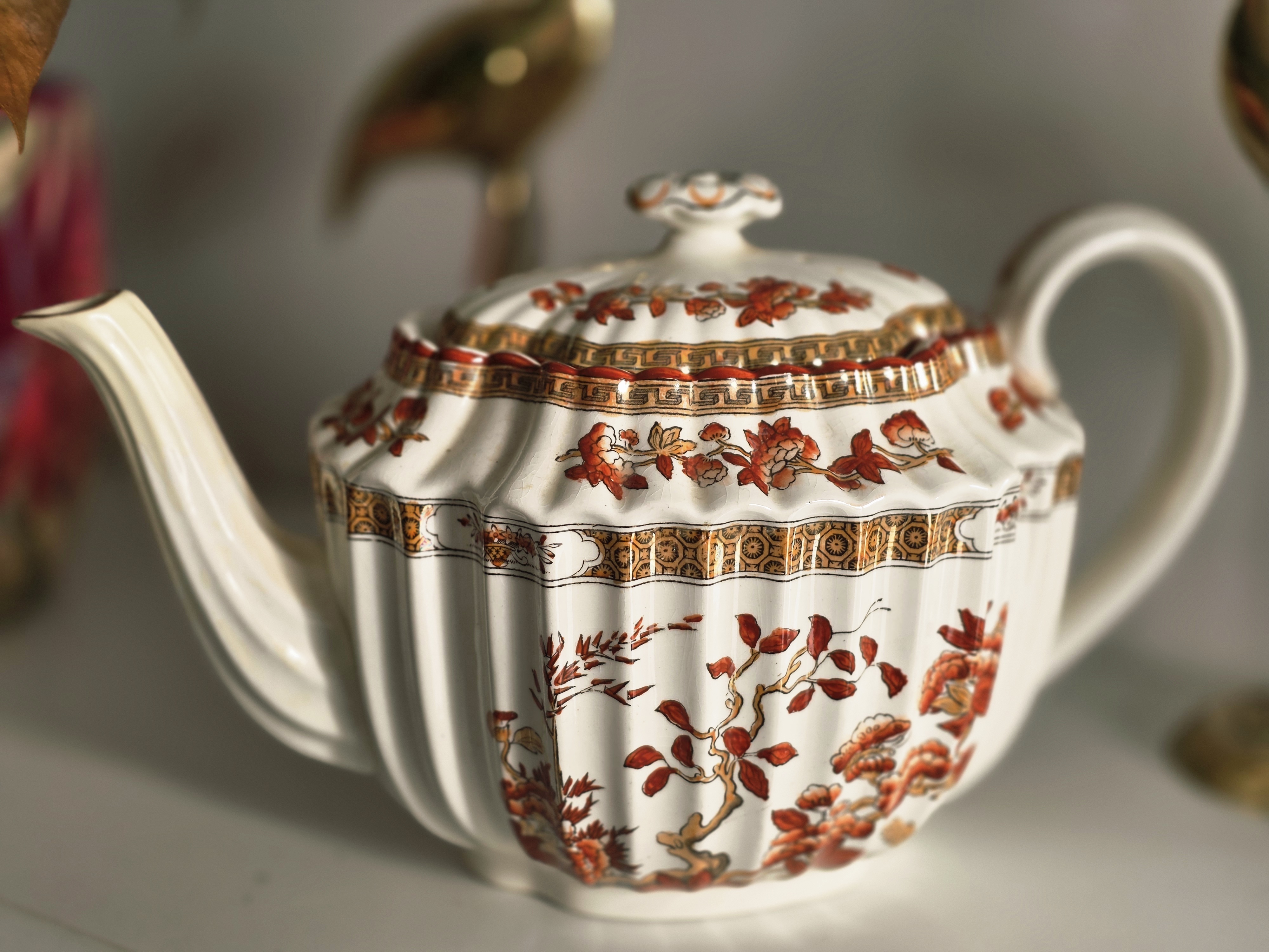 Exquisite Antique English Fluted Teapot By Copeland Spode In India