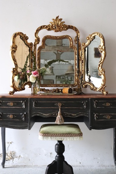Magnificent Gold Vintage French Crested Triple Dressing Table Mirror ...