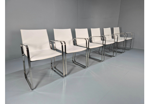 6 Leather And Chrome Molina Elbow Chairs For Sovet Italia Modern Eb10566 Vdin