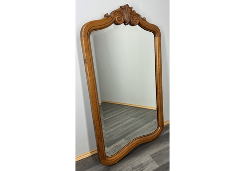 Vintage French Oak Wall Mirror With Carved Shell Crest Frame Wall Decor Lot 4392