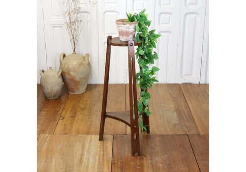 Vintage Arts & Crafts Oak Plant Stand Side Table