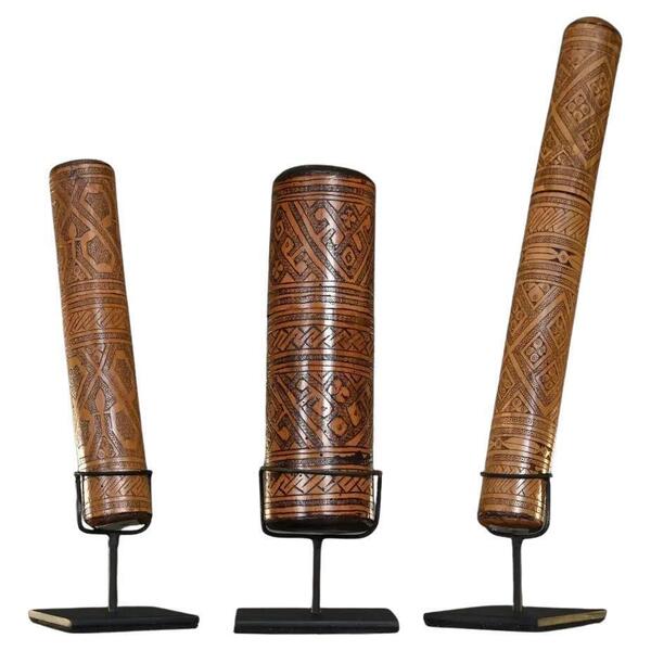 Set Of 3 Carved Wooden Ointment Boxes From Timor – Ethnic Primitive ...