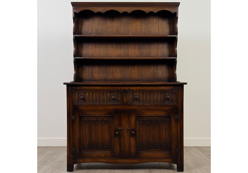 Antique 20th Century Linenfold Dresser In Oak
