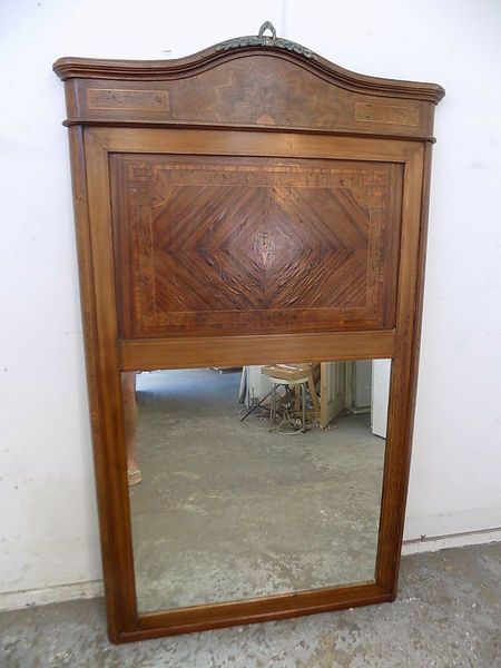 Large Antique Mahogany Inlaid Mirror Wall 6 H X 3 5 W Large Antique Mahogany Inlaid Mirror