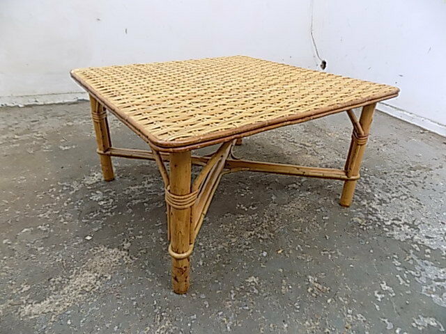 Pair Two Square Wicker Bamboo Table Side Tables End Coffee Bedside