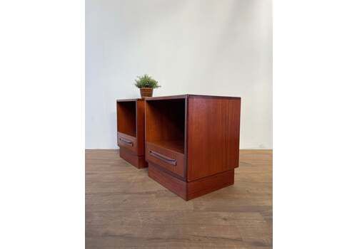 Mid Century Teak G Plan Fresco Bedside Cabinets – Vintage 1970s Pair