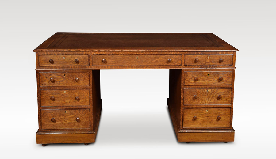 Large Victorian Oak Partners Desk Vinterior Large Victorian Oak Partners Desk