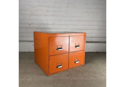 Vintage Mid Century Steel 4 Drawer Index Filing Cabinet