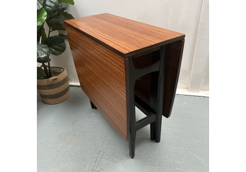 Mid Century Drop Leaf Teak Folding Scandi Danish Style Ebonised Frame