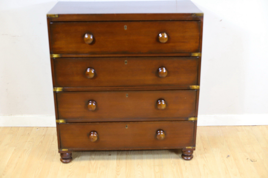 Antique Mahogany Military Campaign Chest Of Drawers | Vinterior
