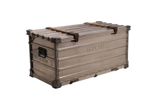 Aluminium Flight Trunk With Wooden Slats, Zagreb’s Germany, 20th Century