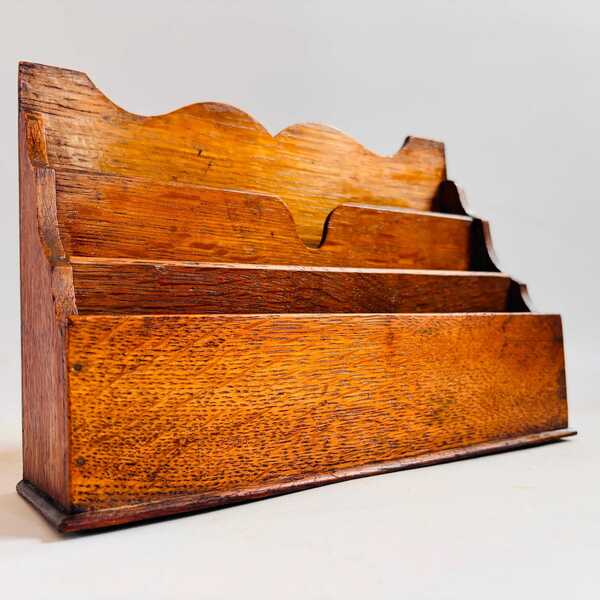 Antique Oak Letter Rack | Small Edwardian Desk Organiser | Solid Oak ...