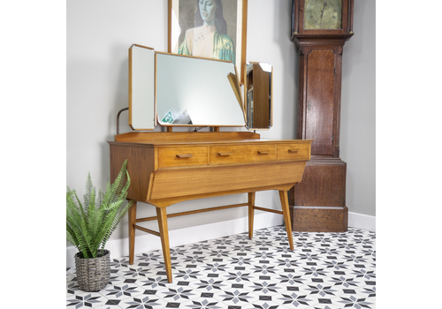 Alfred Cox Mid Century Dressing Table In Teak 1960s With Three Mirrors