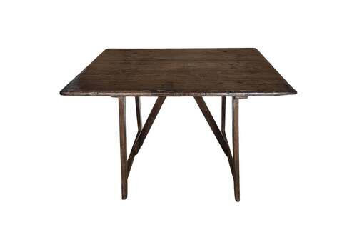 Italian Antique Solid Walnut Rustic Console Table Bar Desk Writing Table