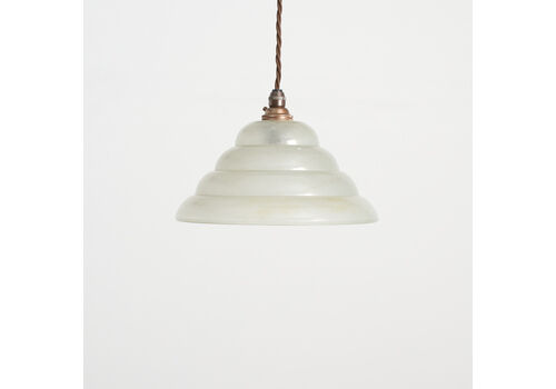 Antique French Beehive Glass Pendant Light