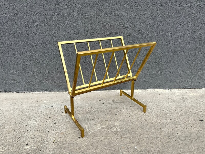 Italian 50s Brass Magazine Rack, Midcentury Stylish Bookshelf, Vintage ...