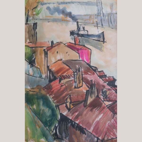 Rafael Ortiz Alfau Harbour Rooftops Cubist Impressionist Influenced ...
