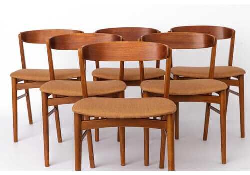 Set Of 6 Danish Mid Century Dining Chairs – Farstrup Model 206, Teak Wood Chairs 1960s, Vintage Scandinavian Dining Chairs