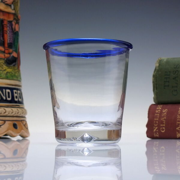 Georgian Blue Rimmed Dram Glass Tumbler C1780 C1810 | Vinterior