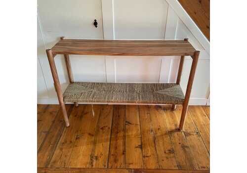 Graham & Green Wooden Sideboard Wrenley Console Scandi Woven Shelf Acacia Wood Entryway Bench Hall Table Handmade Woven Shelf