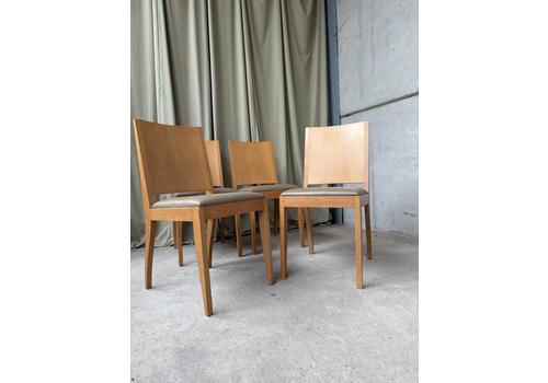 Vtg Mid Century Style Set Of 4 Beech Dining Chairs Scandi Danish Retro R1119