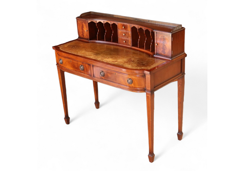 Vintage Mahogany Bonheur Du Jour Leather Top Regency Style Writing Desk