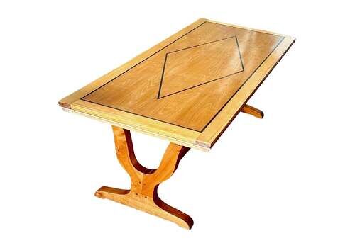 French Art Deco Extendable Dining Cherrywood Table, Seats Up To 14