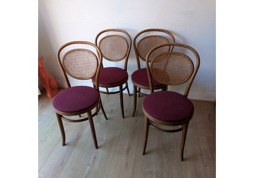 Set Of 4 Vintage Cane Back Dining Chairs | Bistro Style |
