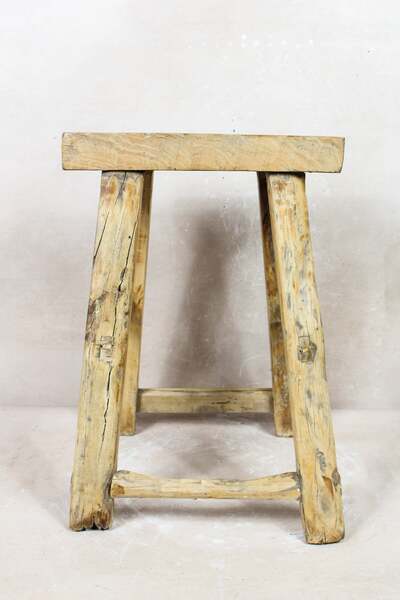 Vintage Rustic Stool Elm Wood 107 | Vinterior