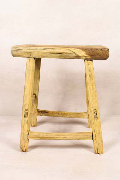 Vintage Rustic Stool Elm Wood 186 | Vinterior