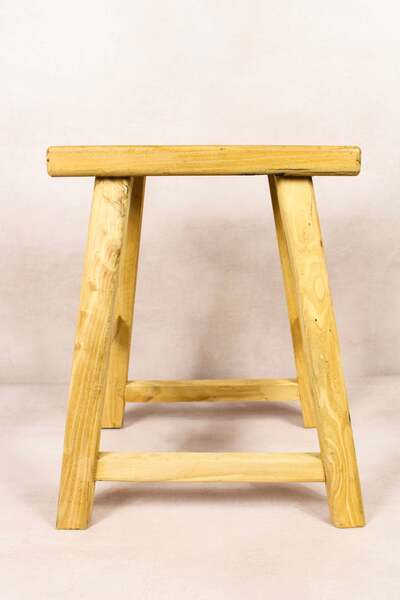 Vintage Rustic Stool Elm Wood 188 | Vinterior