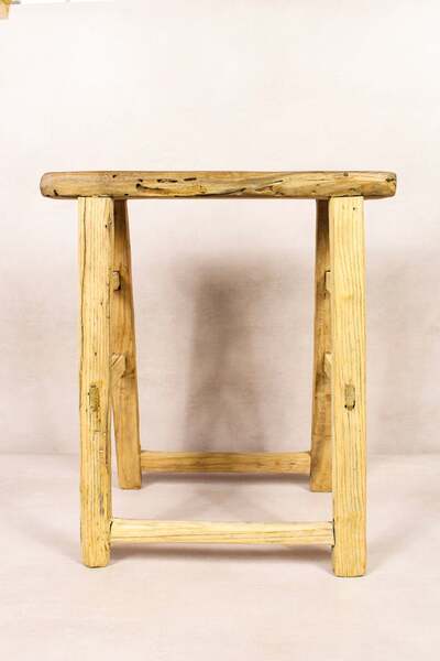 Vintage Rustic Stool Elm Wood 177 | Vinterior