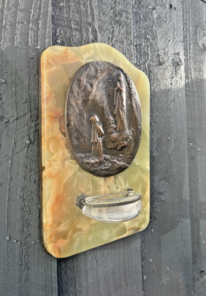 Antique Lady Of Lourdes Apparition Signed Bronze Holy Water Catholic ...
