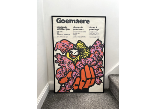 Rare Vintage 70's Goemaere Chairs & Paintings Belgian Pop Art Exhibition Poster
