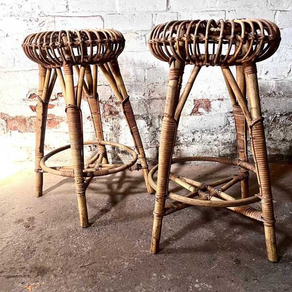 A Pair Of Franco Albini Bamboo High Stools | Vinterior